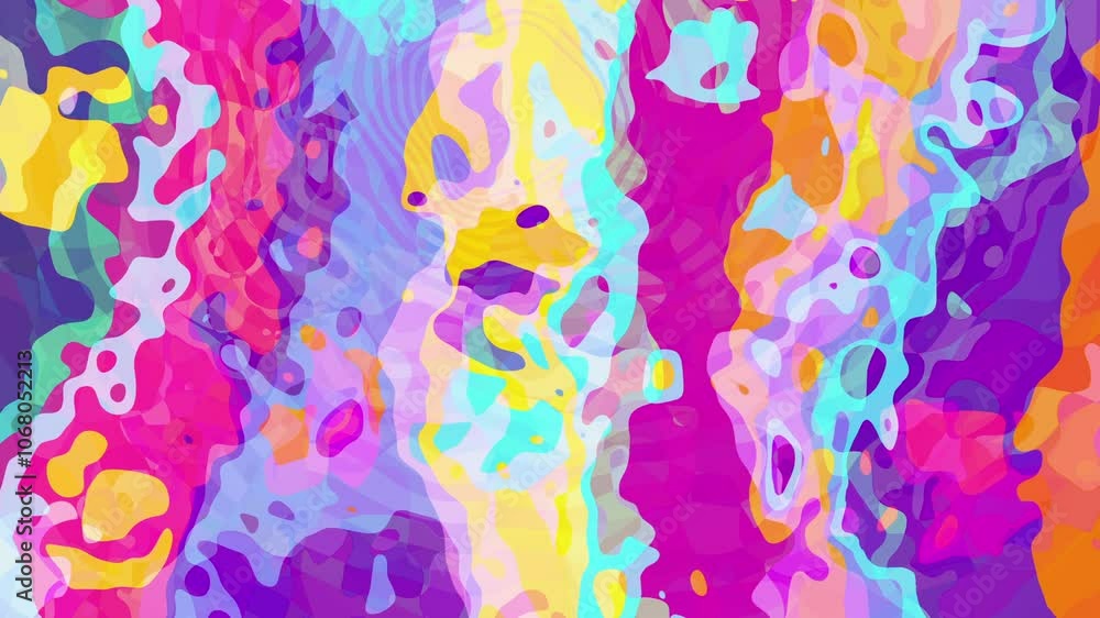 Poster groovy swirls: vibrant psychedelic abstract with bold, retro shapes and neon colors - dynamic fluid 