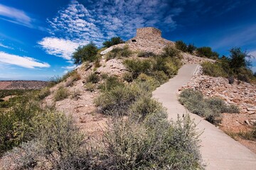 Autumn View of Pueblo at Tuzigoot National Monument in Arizona.