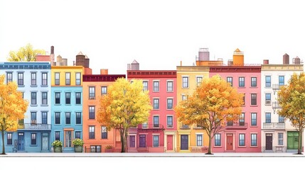Fototapeta premium Colorful Urban Street Scene Illustration