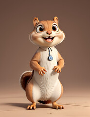 Naklejka premium Startled Squirrel with Open Mouth and Wide Eyes, Isolated on Plain Background for Amusing Reaction