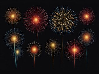 Naklejka premium abstract fireworks background and space.Vibrant Splashes in the Night Sky: Captivating Long Exposure Fireworks Display,firework on dark background