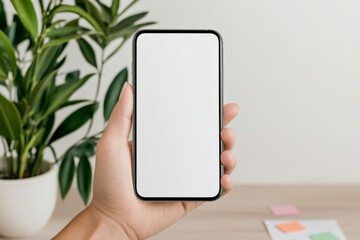 Modern smartphone display with blank screen for app design or marketing mockup