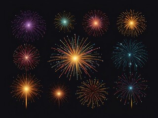 abstract fireworks background and space.Vibrant Splashes in the Night Sky: Captivating Long Exposure Fireworks Display,firework on dark background