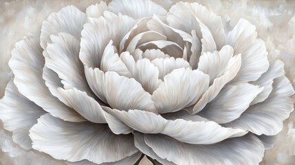 Obraz premium Close-up of a white peony flower with delicate petals.