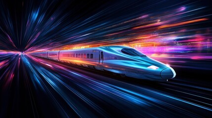 Futuristic High-Speed Train in Motion