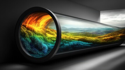 Vibrant Silhouette of Travel Through a Colorful Tunnel