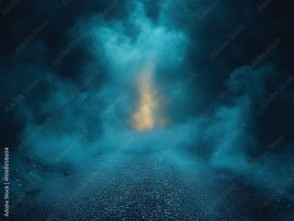 Aufkleber dark blue background with fog and light. this image is suitable for creating a mysterious and atmosp