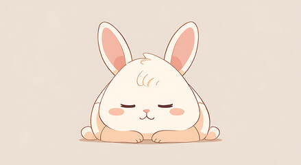 Obraz premium Shy and Blushing Bunny with Big Ears Folded Down, Isolated on Plain Background for Charming Appeal