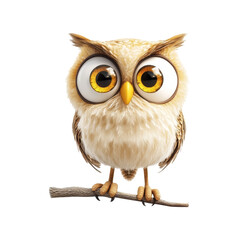 Cute Owl with Big Eyes Sitting on a Branch