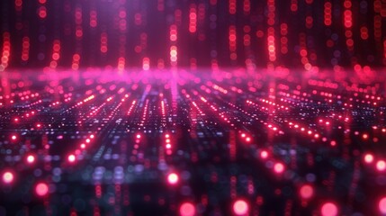 Fototapeta premium Abstract Digital Landscape with Pink and Red Lights