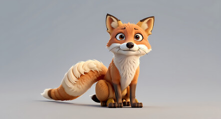 Obraz premium Alarmed Fox with Perked Ears and Alert Eyes, Isolated on Plain Background for an Intense Look