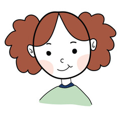 little girl smiling Good mood, happy, cute, bright, cartoon image of a smiling child feeling happy. The concept of happy emotions Calm young woman, vector illustration On a white background.