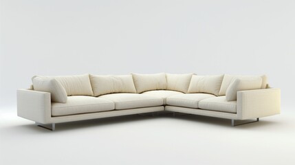 Modern Minimalist Beige Sectional Sofa in Bright Interior Setting