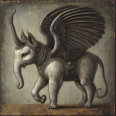 Fototapeta premium elephant sculpture on the wall