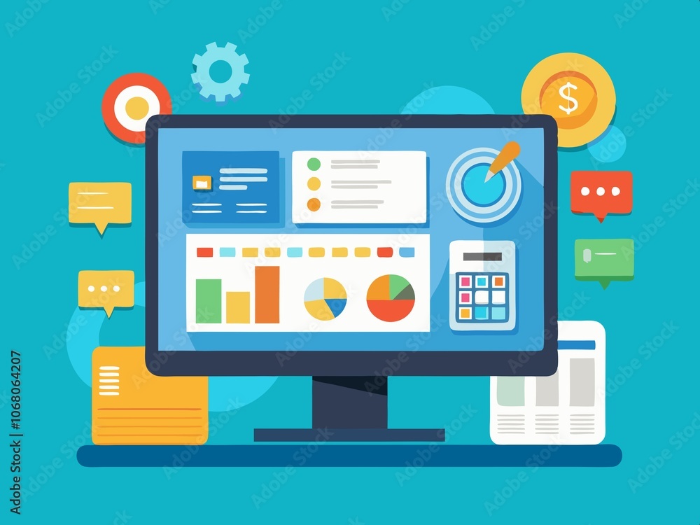 Aufkleber businessman analyzing investment charts with computer on table. accounting concept,business graph an