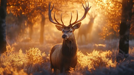 Majestic Deer in Golden Sunset