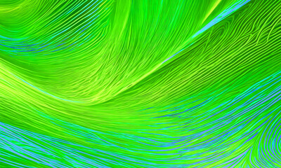 Abstract green background with feathers and leaf textures, showcasing natural details, patterns, and vibrant tropical elements