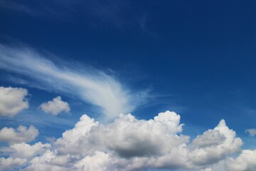 Fototapeta premium blue sky background with tiny clouds 