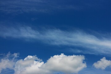 Fototapeta premium blue sky background with tiny clouds 