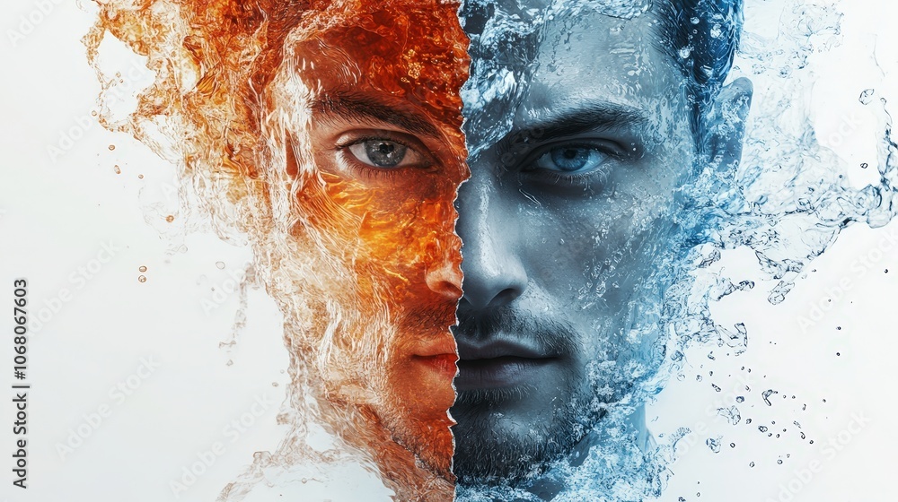 Poster Concept of Duality with Man and Machine Elements