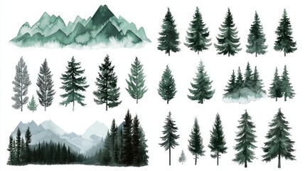 Fototapeta premium Watercolor pixel art depicting various tropical forests