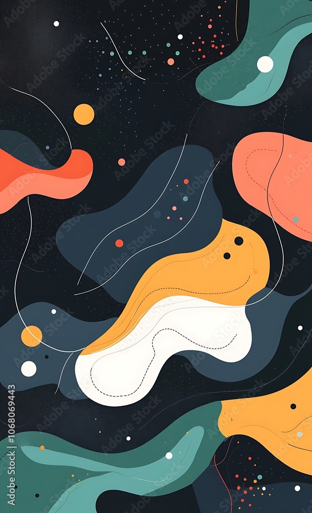 Poster a vector graphic design with colorful abstract shapes and dynamic patterns, perfect for modern