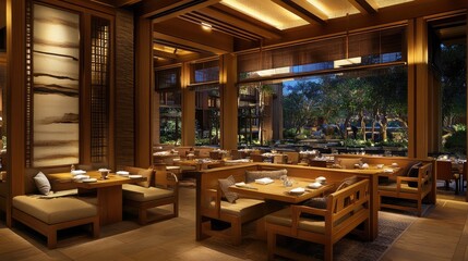 Elegant interior of a modern restaurant setting
