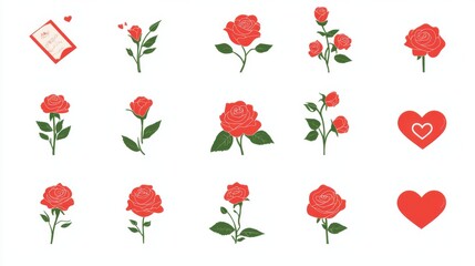 Romantic Floral Design with Roses and Hearts