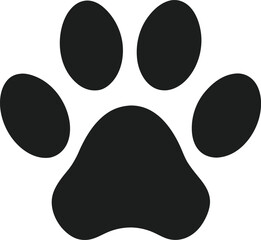 Bold Black Paw Print Silhouette Vector for Animal-Themed Design
