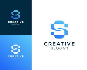 Abstract Initial letter S and Technology logo design vector illustration