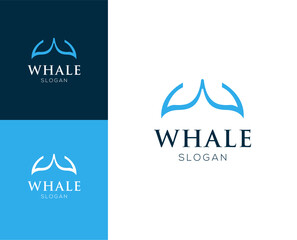 W whale logo. Initial letter W with whale tail element abstract logo design vector