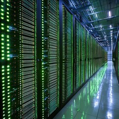 Fototapeta premium Ai guided mining rigs interacting with layered blockchain