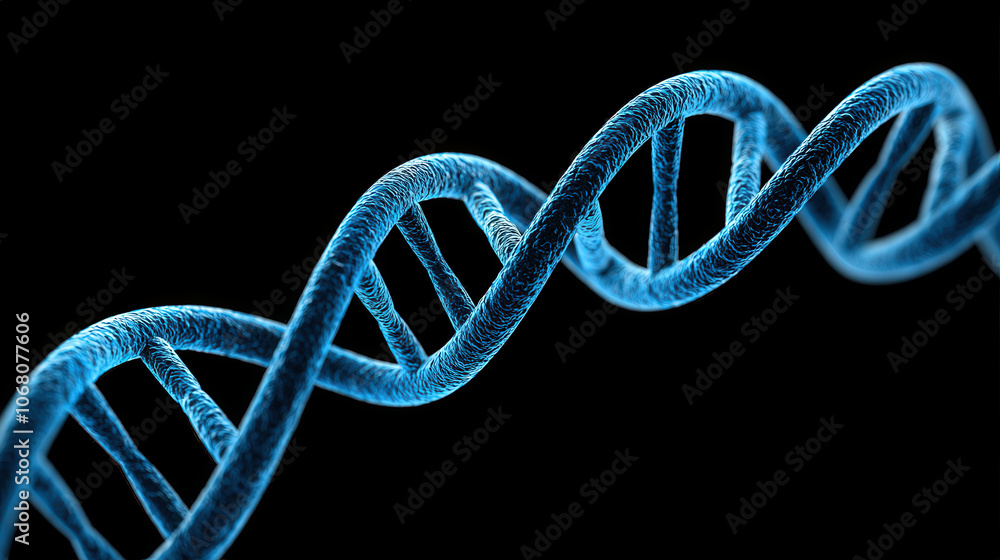 Aufkleber 3d rendering of double helix dna structure in blue color, showcasing intricate details and scientifi
