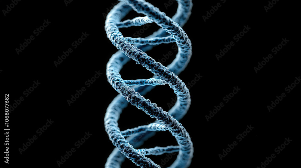 Aufkleber 3d rendering of double helix dna structure in blue color, showcasing intricate details and modern ae