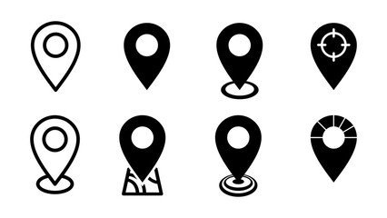 Set of Pin Location. Location pin icon vector. Pin Location Icon simple sign. Location pin icon set. Pin location icon collection. Map pointer logo vector. Navigation marker design illustration.