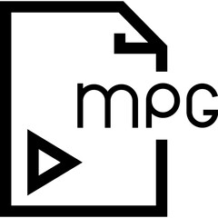 Simple Black Logo of MPG Featuring a Paper Document and Play Button Suggesting Multimedia or Video Content Creation