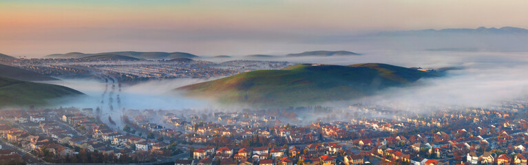 Morning Fog in San Ramon City, San Francisco East Bay, California