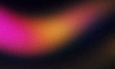 Abstract grainy color gradient texture background. Black magenta orange color noisy color flow, wave shaped, vibrant, bright, shine, glowing colors, website header design, cover, poster, banner