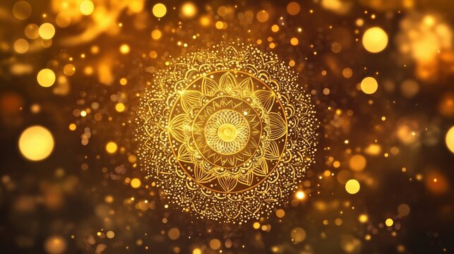 Beautiful gold and brown Indian mandala background with a boho style
