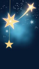 Festive Christmas card background with shining stars and a shooting star, decoration