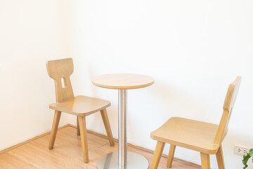 Modern interior of stylish dining room interior with family table and wood chairs,Neutral living room,stylish home decor,Template.