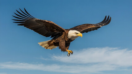 Fototapeta premium an eagle flying in the wide blue sky
