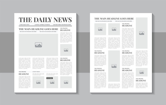 Print ready newspaper template layout design, Old newspaper page or breaking news newsletter template layout