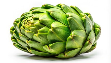 Obraz premium Fresh Green Artichoke on White Background - Vibrant Vegetable Still Life for Culinary and Health Concepts
