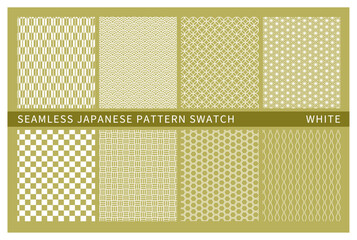 シームレス和柄パターン　白色セット