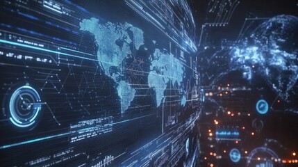 Obraz premium Concept of AI in financial services with digital graphs and growth charts.