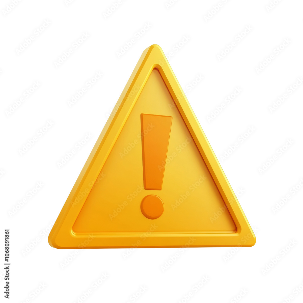 Poster 3d yellow triangle alert icon with exclamation mark
