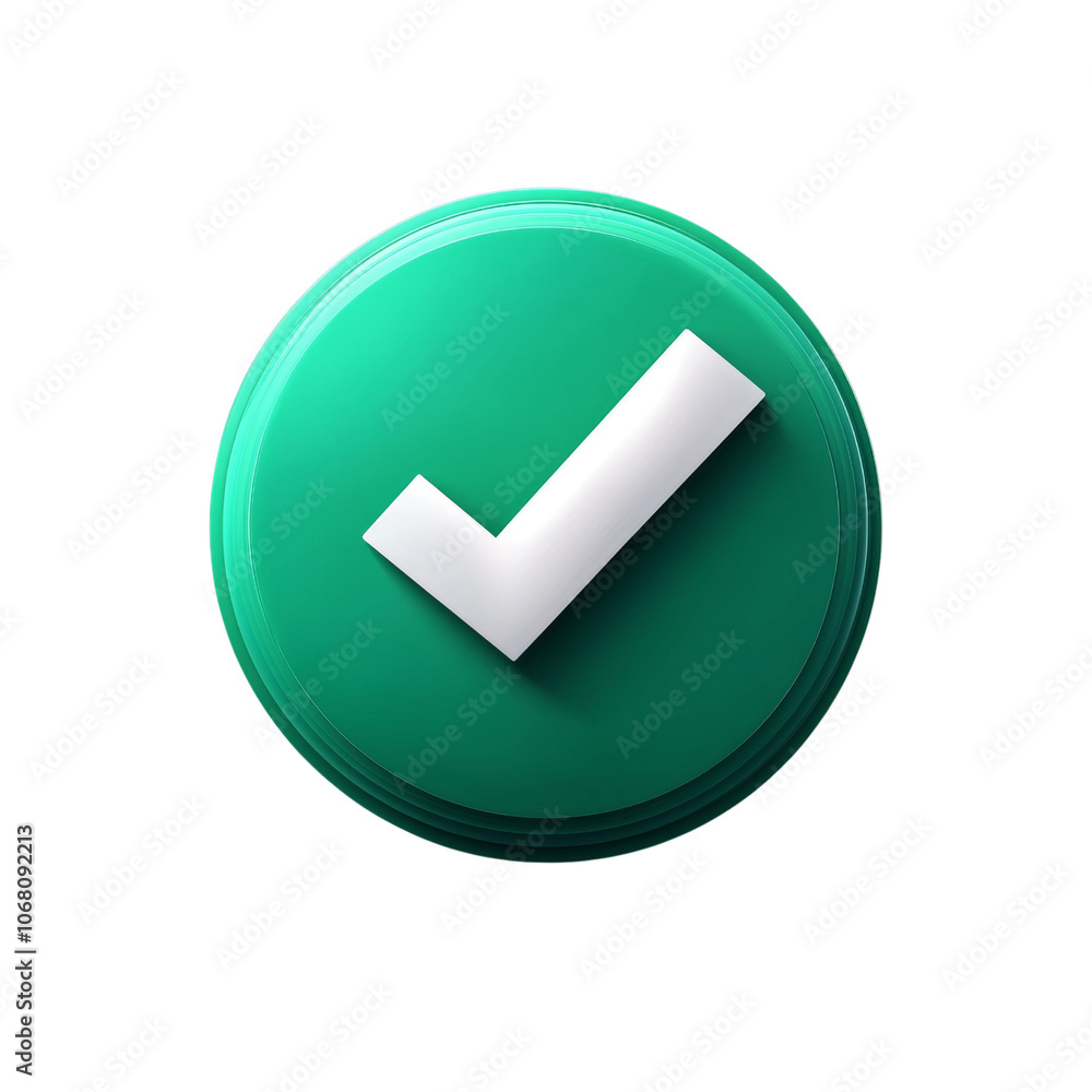 Poster 3d green checkmark icon in circle - confirmation symbol