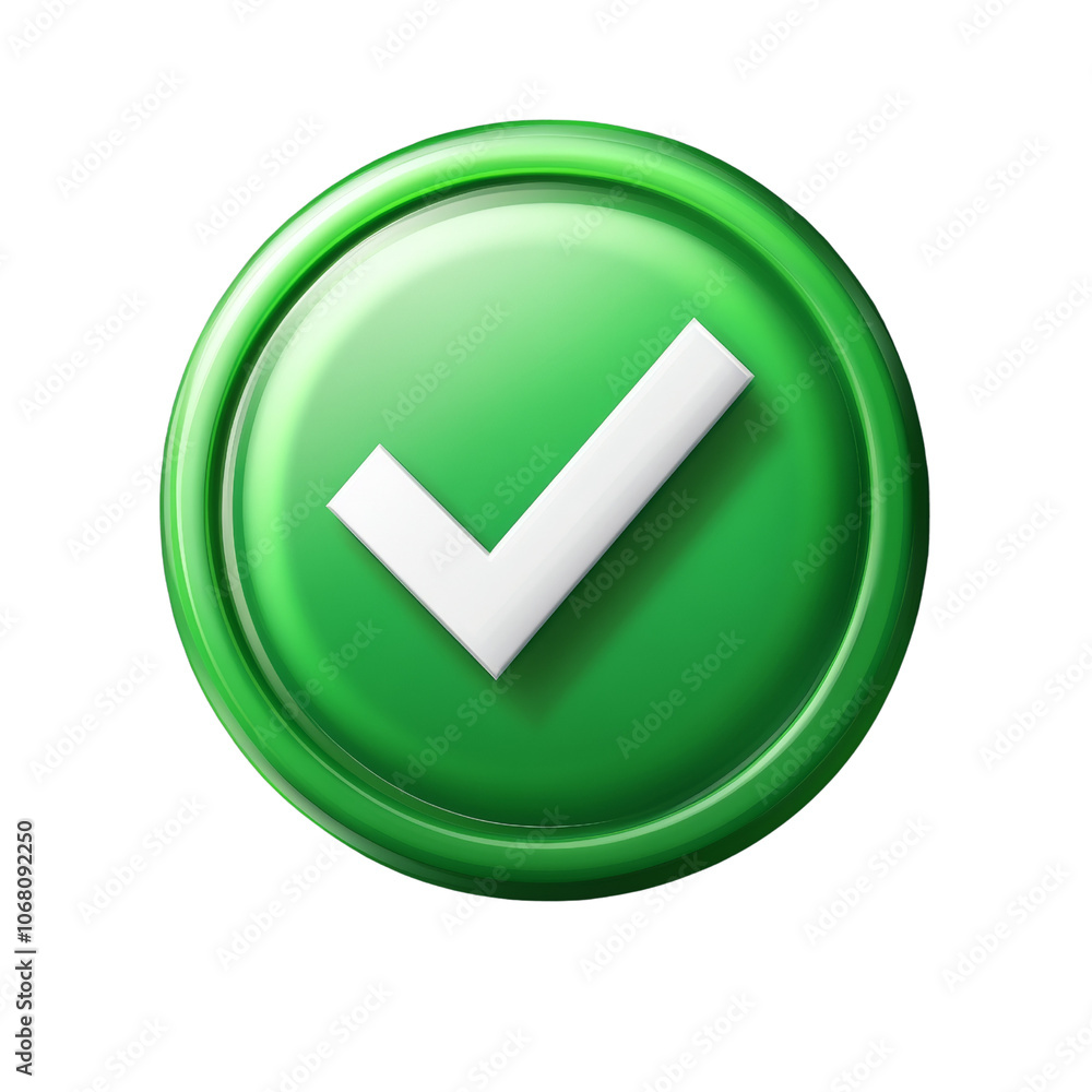 Poster 3d green checkmark icon in circle - confirmation symbol