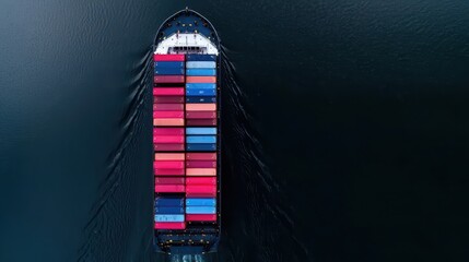 Cargo Ship Aerial View Ocean